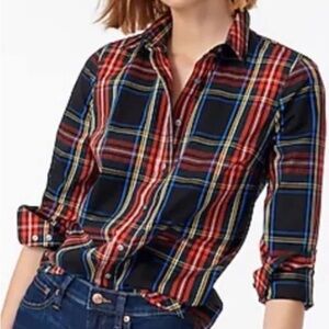 J.Crew The Perfect Shirt Black Tartan 100% Cotton Button Down